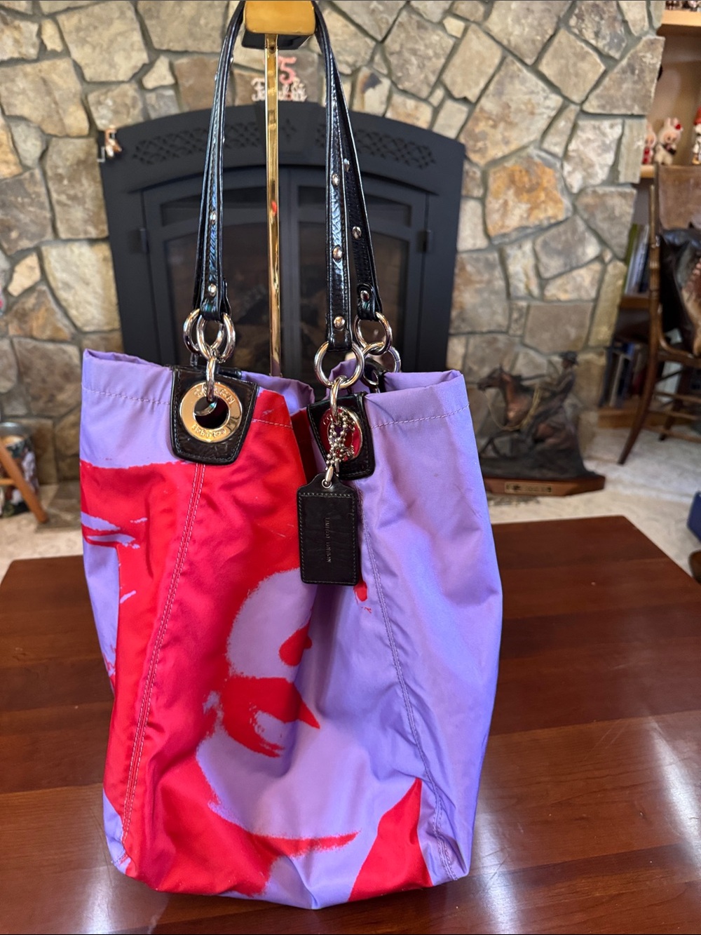 Coach Poppy Pop Art Glam Tote + Chain Pouch Set 13056 COACH 09 Rare 2007 - Picture 7 of 15